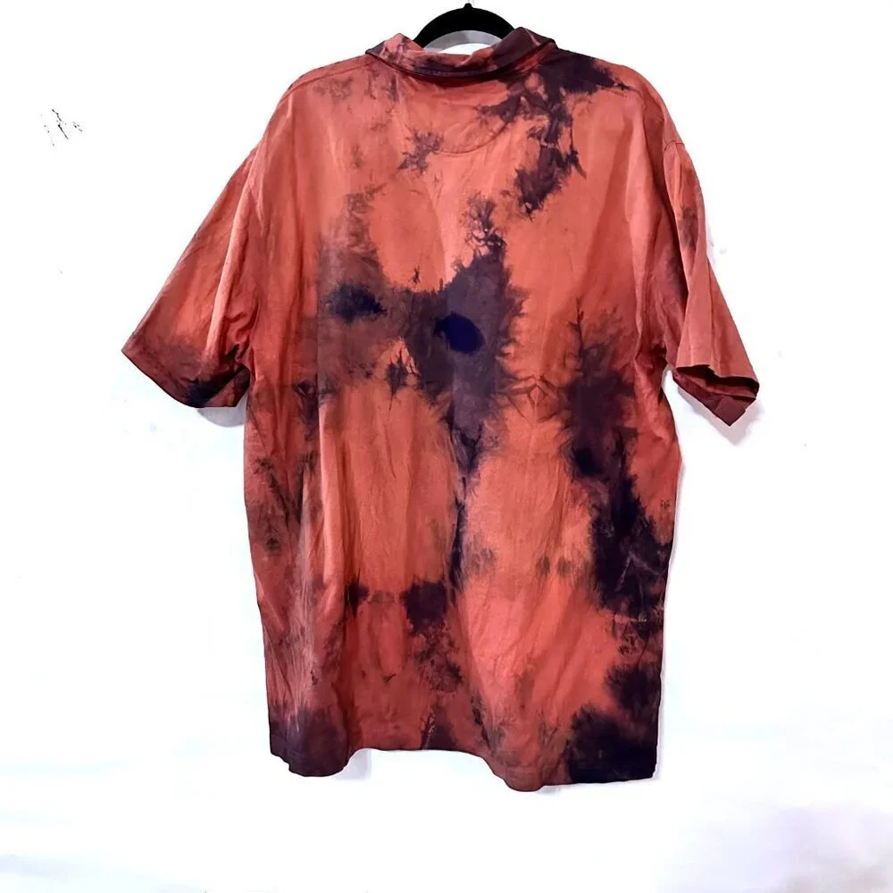 Duluth Tie Dye Brown Blue Orange Tee Shirt Size XL Extra Large Polo Cotton